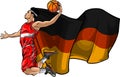 vector cartoon basketball player with German flag Royalty Free Stock Photo