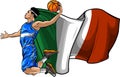 vector cartoon basketball player with italian flag Royalty Free Stock Photo