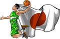 vector cartoon basketball player with japan flag Royalty Free Stock Photo