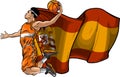 vector cartoon basketball player with spain flag Royalty Free Stock Photo