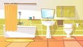 Vector cartoon bathroom interior background