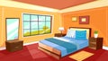 Vector cartoon bedroom interior background