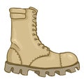 Vector Cartoon Beige Army Boots. Sand Color High Military Shoes Royalty Free Stock Photo