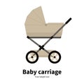 Vector cartoon beige baby carriage, pram Royalty Free Stock Photo