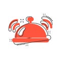 Vector cartoon bell icon in comic style. Alarm bell concept illustration pictogram. Handbell business splash effect concept