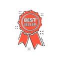 Vector cartoon best seller ribbon icon in comic style. Medal sign illustration pictogram. Bestseller business splash effect Royalty Free Stock Photo