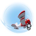 Vector Cartoon Biplane Royalty Free Stock Photo