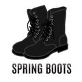 Vector cartoon black army boots