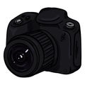 Vector Cartoon Black Reflex Camera