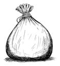 Vector Drawing Illustration of Bag or Pouch, Possibly Full of Money