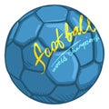 Vector Cartoon Blue Ball for Soccer. European Football