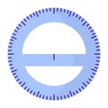 Vector cartoon blue round protractor ruler Royalty Free Stock Photo