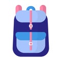 Vector cartoon blue school bag or backpack Royalty Free Stock Photo