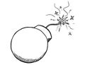 Vector Cartoon of Bomb With Fuse Burning Royalty Free Stock Photo