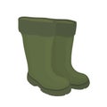 Vector cartoon boots for fishing, hunting. Rubber waterproof footwear