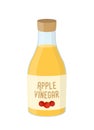 Vector cartoon bottle of apple vinegar, yellow condiment