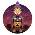 Vector cartoon boy carrying pumpkin on halloween Royalty Free Stock Photo