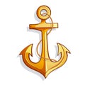 Vector cartoon bright yellow marine anchor