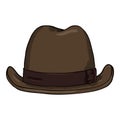 Vector Cartoon Brown Classic Homburg Hat. Front View Royalty Free Stock Photo