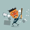 Vector cartoon Business man goes mad at the office Royalty Free Stock Photo