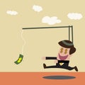 Vector cartoon of Businessman chasing money trap Royalty Free Stock Photo