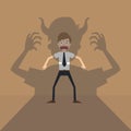 Vector cartoon of Businessman terror devil shadow