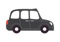 Vector cartoon cab car. Isolated flat british black taxi on white backdrop