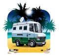Vector Cartoon Camper van mobile home Royalty Free Stock Photo