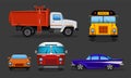 Vector cartoon cars - school bus, garbage truck Royalty Free Stock Photo