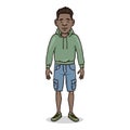 Vector Cartoon Character - Afroamerican Man in Casual Outfit