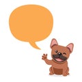 Vector cartoon character brown french bulldog with speech bubble