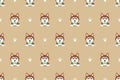 Vector cartoon character brown siberian husky dog seamless pattern background Royalty Free Stock Photo