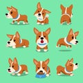 Vector cartoon character corgi dog poses