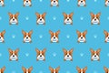 Vector cartoon character corgi dog seamless pattern Royalty Free Stock Photo