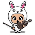 Violin rabbit animal mascot costume