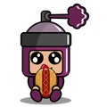 Purple hot dog spray mascot costume