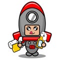 Space rocket mascot costume drinking beer