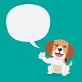 Vector cartoon character happy beagle dog with speech bubble