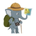 Vector cartoon character illustration of a cute little elephant