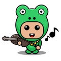 Violin frog animal mascot costume