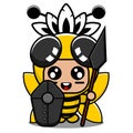 Native hairdresser bee animal mascot costume Royalty Free Stock Photo