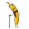 Vector Cartoon Character - Old Grouchy Banana Royalty Free Stock Photo