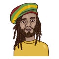 Vector Cartoon Character - Rastaman in Colorful Hat