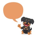 Vector cartoon character rottweiler dog with speech bubble Royalty Free Stock Photo