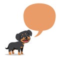 Vector cartoon character rottweiler dog with speech bubble Royalty Free Stock Photo