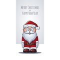 Vector cartoon character of Santa Claus as Christmas greeting ca