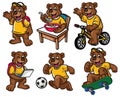 Cartoon character set of cute little bear