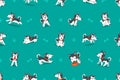 Vector cartoon character siberian husky dog seamless pattern Royalty Free Stock Photo