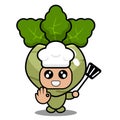 Kohlrabi chef vegetable mascot costume