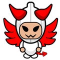 Cute devil garlic costume mascot